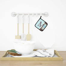Load image into Gallery viewer, Letter M Initial Monogram - Blue Stripes Pot Holders - Set of 2 - Heat-Resistant Kitchen Essentials CJ1003-MPTHD
