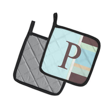 Load image into Gallery viewer, Letter P Initial Monogram - Blue Stripes Pot Holders - Set of 2 - Heat-Resistant Kitchen Essentials CJ1003-PPTHD