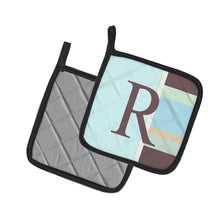 Load image into Gallery viewer, Letter R Initial Monogram - Blue Stripes Pot Holders - Set of 2 - Heat-Resistant Kitchen Essentials CJ1003-RPTHD