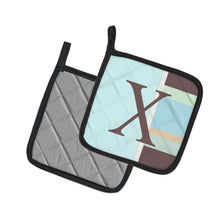 Load image into Gallery viewer, Letter X Initial Monogram - Blue Stripes Pot Holders - Set of 2 - Heat-Resistant Kitchen Essentials CJ1003-XPTHD