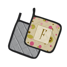 Load image into Gallery viewer, Letter F Initial Monogram - Tan Dots Pot Holders - Set of 2 - Heat-Resistant Kitchen Essentials CJ1004-FPTHD