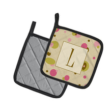 Load image into Gallery viewer, Letter L Initial Monogram - Tan Dots Pot Holders - Set of 2 - Heat-Resistant Kitchen Essentials CJ1004-LPTHD
