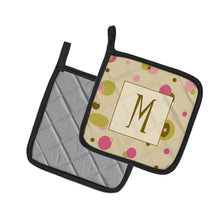 Load image into Gallery viewer, Letter M Initial Monogram - Tan Dots Pot Holders - Set of 2 - Heat-Resistant Kitchen Essentials CJ1004-MPTHD