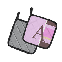 Load image into Gallery viewer, Letter A Monogram - Pink Stripes Pot Holders - Set of 2 - Heat-Resistant Kitchen Essentials CJ1005-APTHD