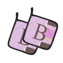 Load image into Gallery viewer, Letter B Initial Monogram - Pink Stripes Pot Holders - Set of 2 - Heat-Resistant Kitchen Essentials CJ1005-BPTHD