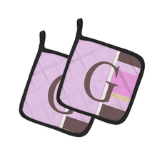 Load image into Gallery viewer, Letter G Initial Monogram - Pink Stripes Pot Holders - Set of 2 - Heat-Resistant Kitchen Essentials CJ1005-GPTHD