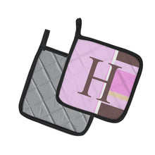 Load image into Gallery viewer, Letter H Initial Monogram - Pink Stripes Pot Holders - Set of 2 - Heat-Resistant Kitchen Essentials CJ1005-HPTHD