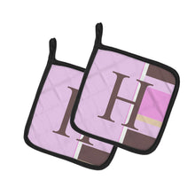 Load image into Gallery viewer, Letter H Initial Monogram - Pink Stripes Pot Holders - Set of 2 - Heat-Resistant Kitchen Essentials CJ1005-HPTHD