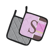 Load image into Gallery viewer, Letter S Initial Monogram - Pink Stripes Pot Holders - Set of 2 - Heat-Resistant Kitchen Essentials CJ1005-SPTHD