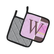 Load image into Gallery viewer, Letter W Initial Monogram - Pink Stripes Pot Holders - Set of 2 - Heat-Resistant Kitchen Essentials CJ1005-WPTHD
