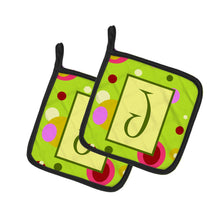 Load image into Gallery viewer, Letter J Monogram - Lime Green Pot Holders - Set of 2 - Heat-Resistant Kitchen Essentials CJ1010-JPTHD