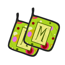 Load image into Gallery viewer, Letter M Monogram - Lime Green Pot Holders - Set of 2 - Heat-Resistant Kitchen Essentials CJ1010-MPTHD