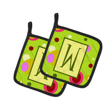 Load image into Gallery viewer, Letter W Monogram - Lime Green Pot Holders - Set of 2 - Heat-Resistant Kitchen Essentials CJ1010-WPTHD