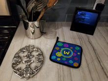 Load image into Gallery viewer, Letter W Initial Monogram - Blue Swirls Pot Holders - Set of 2 - Heat-Resistant Kitchen Essentials CJ1011-WPTHD