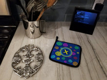 Load image into Gallery viewer, Letter X Initial Monogram - Blue Swirls Pot Holders - Set of 2 - Heat-Resistant Kitchen Essentials CJ1011-XPTHD