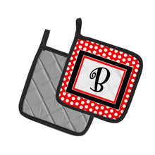 Load image into Gallery viewer, Letter B Initial Monogram Red Black Polka Dots Pot Holders - Set of 2 - Heat-Resistant Kitchen Essentials CJ1012-BPTHD