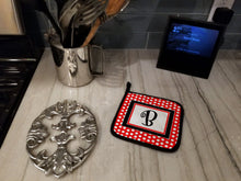 Load image into Gallery viewer, Letter B Initial Monogram Red Black Polka Dots Pot Holders - Set of 2 - Heat-Resistant Kitchen Essentials CJ1012-BPTHD