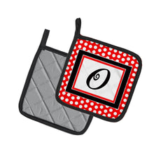 Load image into Gallery viewer, Letter O Initial Monogram Red Black Polka Dots Pot Holders - Set of 2 - Heat-Resistant Kitchen Essentials CJ1012-OPTHD