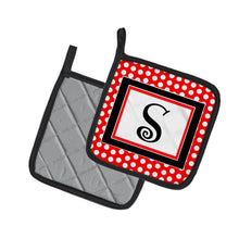 Load image into Gallery viewer, Monogram - Initial S Red Black Polka Dots Pot Holders - Set of 2 - Heat-Resistant Kitchen Essentials CJ1012-SPTHD