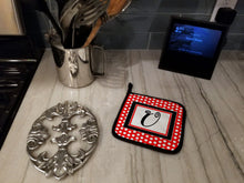 Load image into Gallery viewer, Monogram - Initial  U Red Black Polka Dots Pot Holders - Set of 2 - Heat-Resistant Kitchen Essentials CJ1012-UPTHD