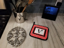 Load image into Gallery viewer, Monogram - Initial V Red Black Polka Dots Pot Holders - Set of 2 - Heat-Resistant Kitchen Essentials CJ1012-VPTHD