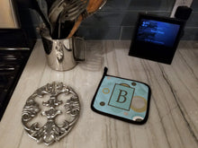 Load image into Gallery viewer, Monogram - Initial B Blue Dots Pot Holders - Set of 2 - Heat-Resistant Kitchen Essentials CJ1013-BPTHD