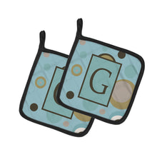 Load image into Gallery viewer, Monogram - Initial G Blue Dots Pot Holders - Set of 2 - Heat-Resistant Kitchen Essentials CJ1013-GPTHD