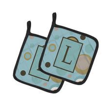 Load image into Gallery viewer, Monogram - Initial L Blue Dots Pot Holders - Set of 2 - Heat-Resistant Kitchen Essentials CJ1013-LPTHD