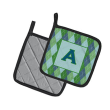 Load image into Gallery viewer, Letter A Monogram - Blue Argoyle Pot Holders - Set of 2 - Heat-Resistant Kitchen Essentials CJ1020-APTHD