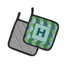 Load image into Gallery viewer, Monogram - Initial H Blue Argoyle Pot Holders - Set of 2 - Heat-Resistant Kitchen Essentials CJ1020-HPTHD