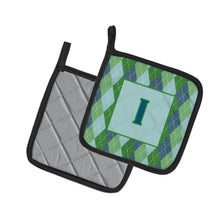 Load image into Gallery viewer, Monogram - Initial I Blue Argoyle Pot Holders - Set of 2 - Heat-Resistant Kitchen Essentials CJ1020-IPTHD