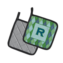 Load image into Gallery viewer, Initial R Monogram - Blue Argoyle Pot Holders - Set of 2 - Heat-Resistant Kitchen Essentials CJ1020-RPTHD