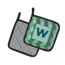 Load image into Gallery viewer, Initial W Monogram - Blue Argoyle Pot Holders - Set of 2 - Heat-Resistant Kitchen Essentials CJ1020-WPTHD