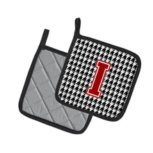 Load image into Gallery viewer, Letter I Monogram - Houndstooth Black Pot Holders - Set of 2 - Heat-Resistant Kitchen Essentials CJ1021-IPTHD