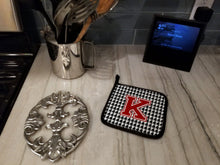 Load image into Gallery viewer, Letter K Monogram - Houndstooth Black Pot Holders - Set of 2 - Heat-Resistant Kitchen Essentials CJ1021-KPTHD