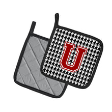 Load image into Gallery viewer, Letter U Monogram - Houndstooth Black Pot Holders - Set of 2 - Heat-Resistant Kitchen Essentials CJ1021-UPTHD