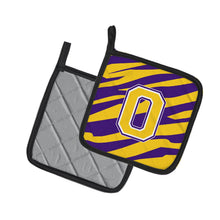 Load image into Gallery viewer, Letter O Monogram - Tiger Stripe - Purple Gold Pot Holders - Set of 2 - Heat-Resistant Kitchen Essentials CJ1022-OPTHD