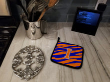 Load image into Gallery viewer, Monogram Initial I Tiger Stripe - Blue Orange Pot Holders - Set of 2 - Heat-Resistant Kitchen Essentials CJ1023-IPTHD