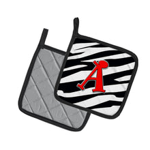 Load image into Gallery viewer, Letter A Monogram - Zebra Stripe and Red Pot Holders - Set of 2 - Heat-Resistant Kitchen Essentials CJ1024-APTHD