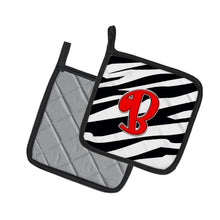 Load image into Gallery viewer, Monogram Initial B Zebra Red Pot Holders - Set of 2 - Heat-Resistant Kitchen Essentials CJ1024-BPTHD