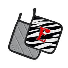 Load image into Gallery viewer, Monogram Initial E Zebra Red Pot Holders - Set of 2 - Heat-Resistant Kitchen Essentials CJ1024-EPTHD