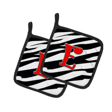 Load image into Gallery viewer, Monogram Initial E Zebra Red Pot Holders - Set of 2 - Heat-Resistant Kitchen Essentials CJ1024-EPTHD