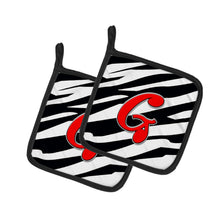 Load image into Gallery viewer, Monogram Initial G Zebra Red Pot Holders - Set of 2 - Heat-Resistant Kitchen Essentials CJ1024-GPTHD
