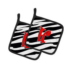 Load image into Gallery viewer, Monogram Initial H Zebra Red Pot Holders - Set of 2 - Heat-Resistant Kitchen Essentials CJ1024-HPTHD