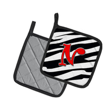 Load image into Gallery viewer, Monogram Initial N Zebra Red Pot Holders - Set of 2 - Heat-Resistant Kitchen Essentials CJ1024-NPTHD