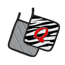 Load image into Gallery viewer, Monogram Initial Q Zebra Red Pot Holders - Set of 2 - Heat-Resistant Kitchen Essentials CJ1024-QPTHD