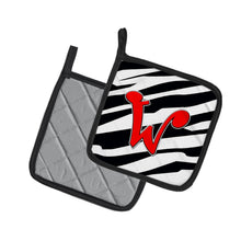 Load image into Gallery viewer, Monogram Initial W Zebra Red Pot Holders - Set of 2 - Heat-Resistant Kitchen Essentials CJ1024-WPTHD