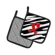 Load image into Gallery viewer, Monogram Initial X Zebra Red Pot Holders - Set of 2 - Heat-Resistant Kitchen Essentials CJ1024-XPTHD