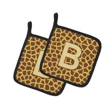 Load image into Gallery viewer, Monogram Initial B Giraffe Pot Holders - Set of 2 - Heat-Resistant Kitchen Essentials CJ1025-BPTHD