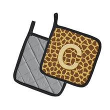 Load image into Gallery viewer, Monogram Initial C Giraffe Pot Holders - Set of 2 - Heat-Resistant Kitchen Essentials CJ1025-CPTHD
